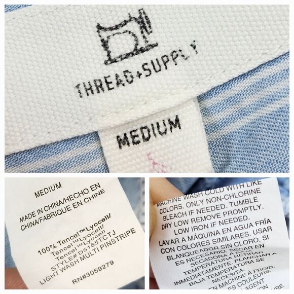 🔹️Anthropologie Thread & Supply Blue Stripe Raw Hem Dress Medium - Picture 11 of 12